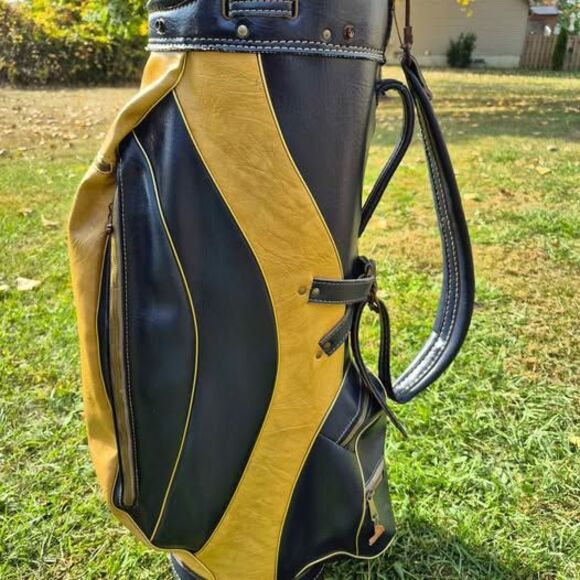 Vintage Arnold Palmer Leather 6-Way Cart Bag w/ Carry Strap - Picture 4 of 9